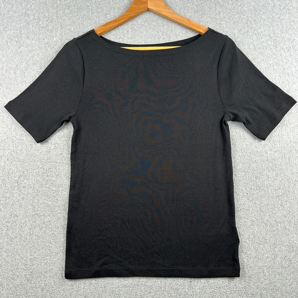 Gap T-Shirt Womens M Black Boat Neck Short Sleeve Cotton Modal Blend